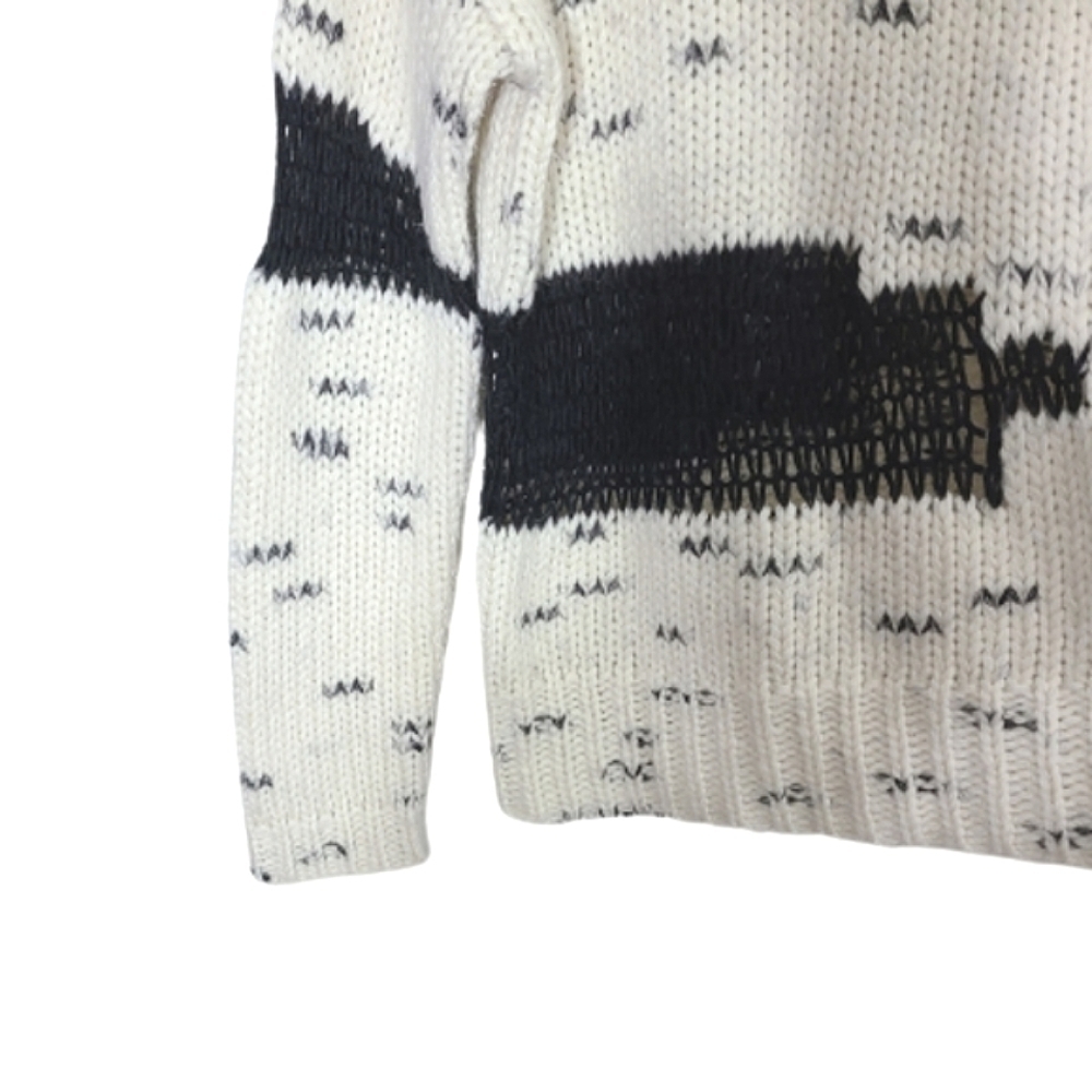 HOLT RENFREW HR2 Cream & Black Long Sleeves Turtleneck Sweater Women's Size M - Picture 8 of 14